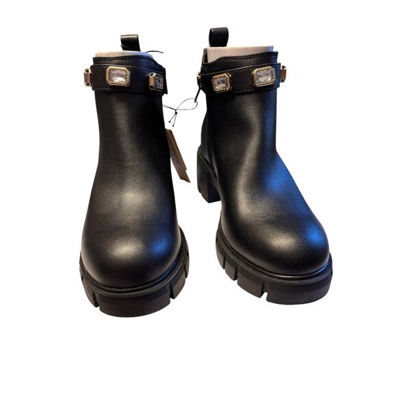 Madden NYC Women's NWT Rhinestone Chain Lug Sole Chelsea Bootie Size 8 Dressy - Picture 2 of 8